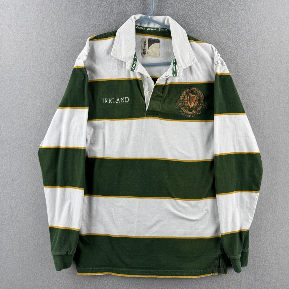 Ireland Rugby Shirt Mens Large Green Croker VTG Y2K Cotton Polo